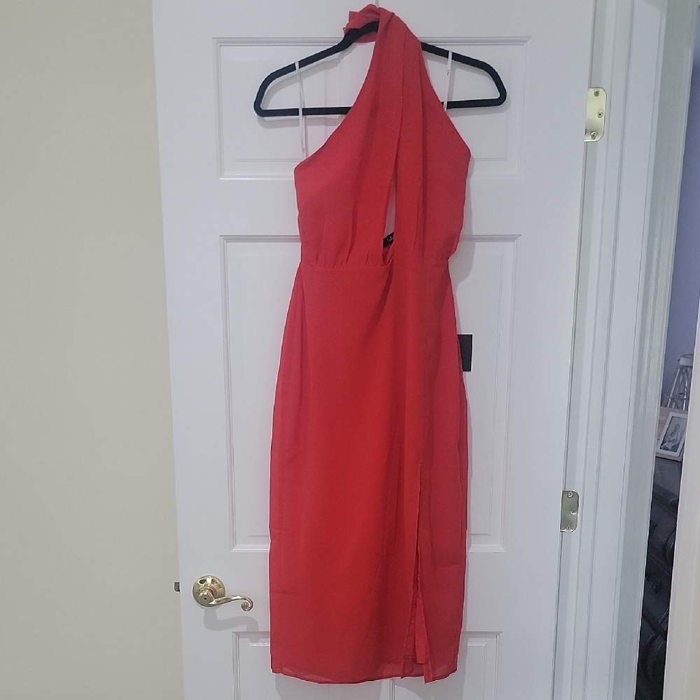 Elegant Red Halter Dress